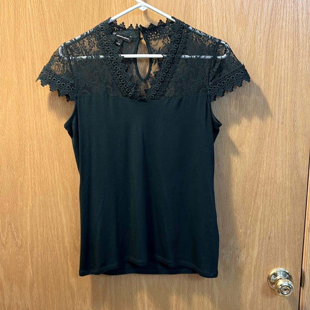 INC size medium green top with lace.